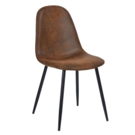 Set of Four Brown and Black Upholstered Faux Leather Dining Side Chairs
