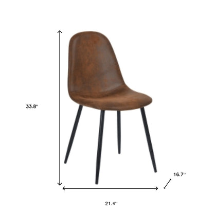 Set of Four Brown and Black Upholstered Faux Leather Dining Side Chairs