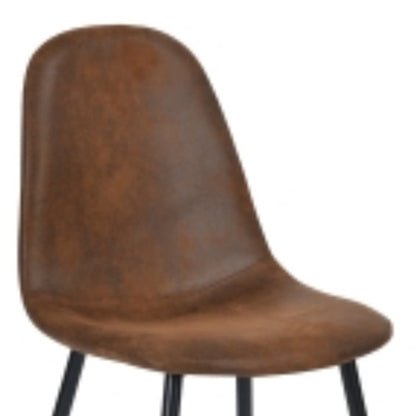 Set of Four Brown and Black Upholstered Faux Leather Dining Side Chairs