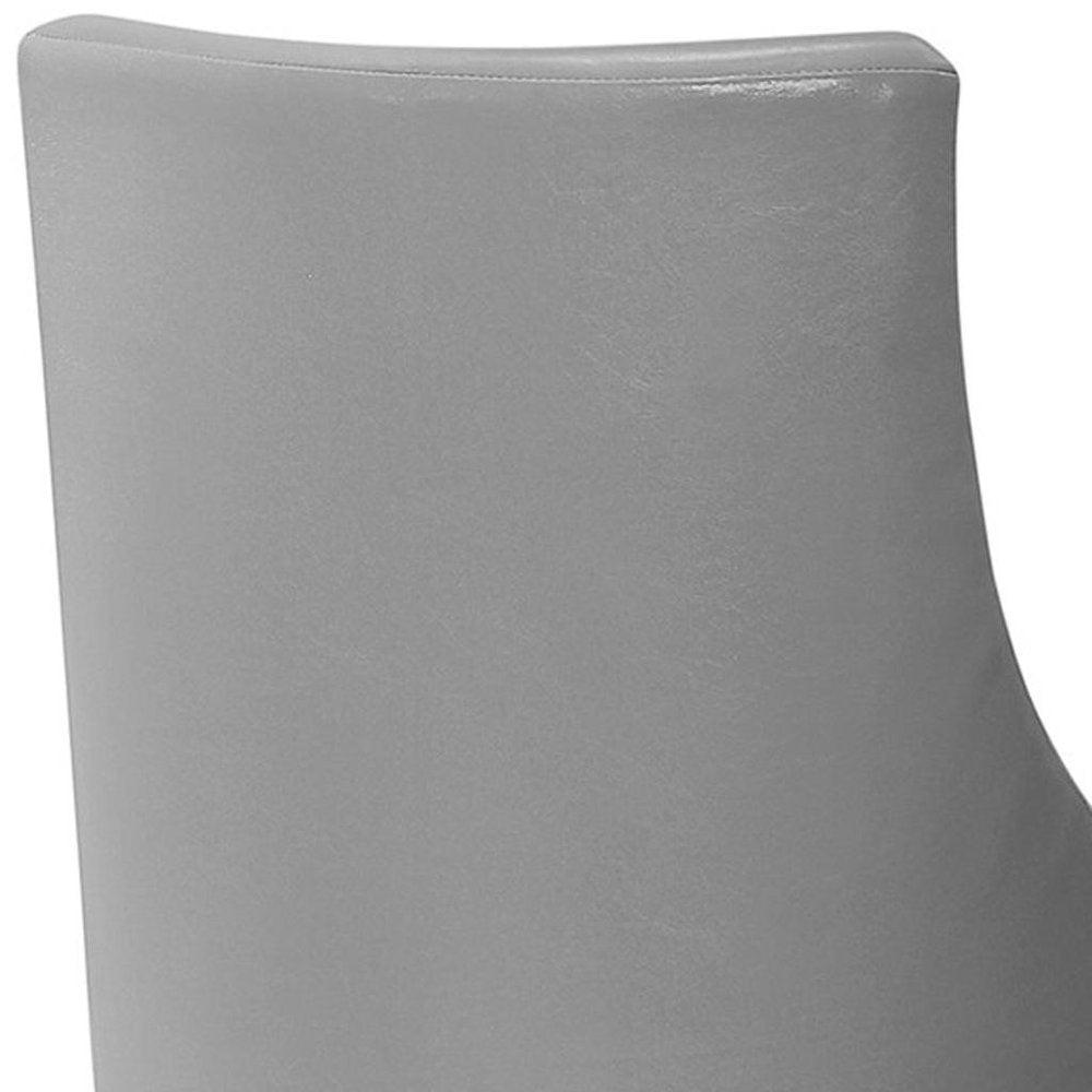 Set of Two 29" Gray and White Faux Leather and Solid Wood Bar Height Swivel Bar Chairs