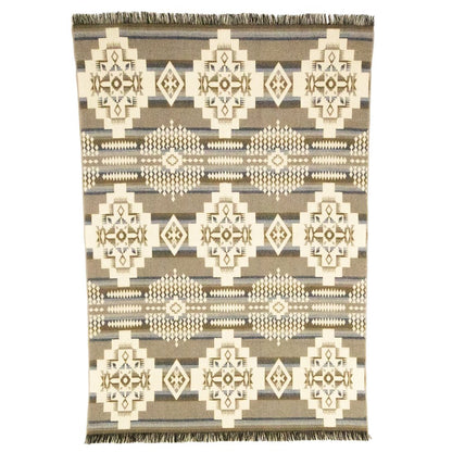 Gray Woven Acrylic Reversable Throw