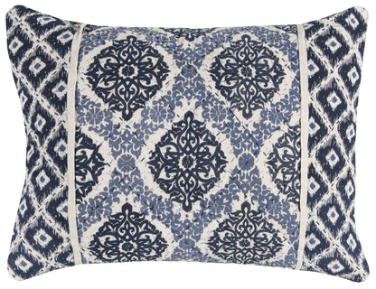 Blue And Ivory Damask King Quilt