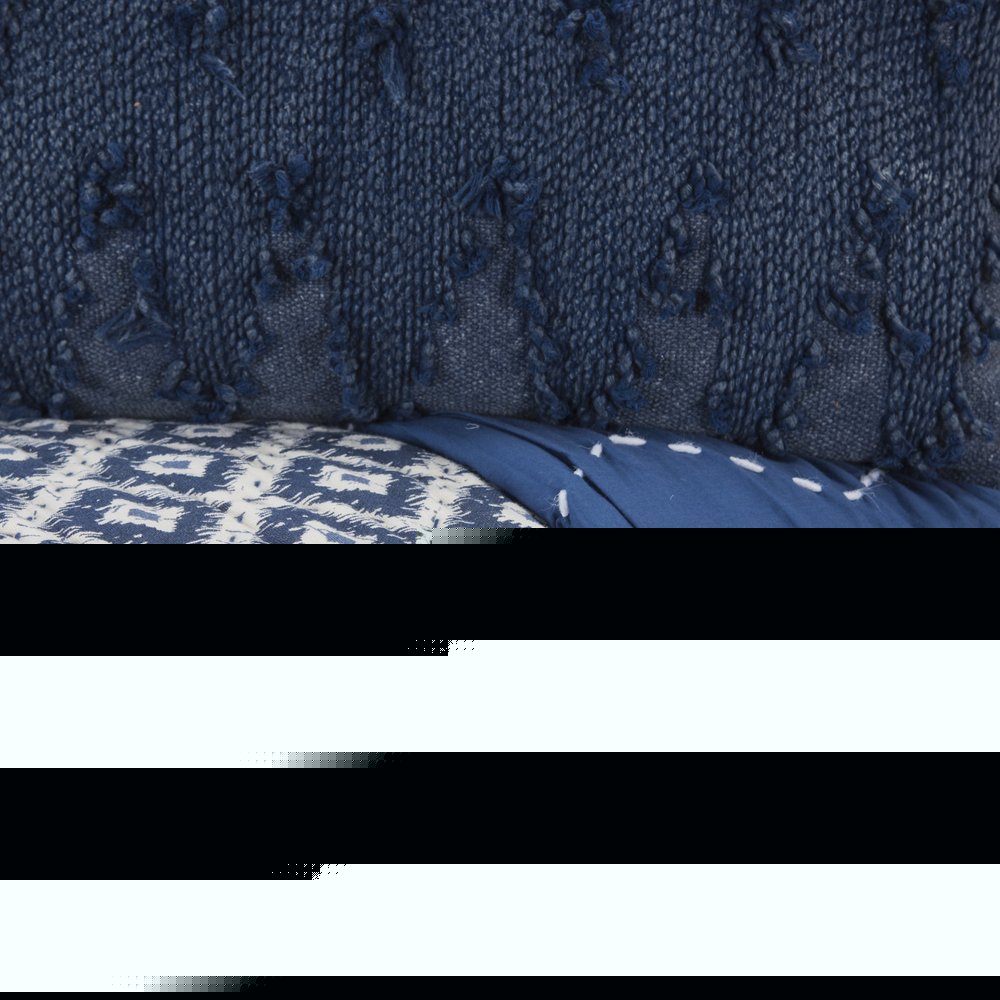 Blue And Ivory Damask Queen Quilt