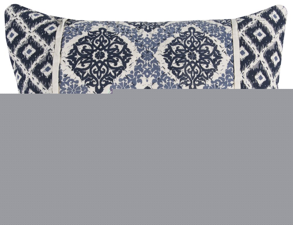 Blue And Ivory Damask Queen Quilt