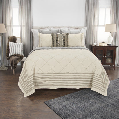 Ivory Geometric King Quilt