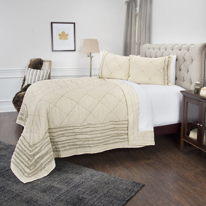 Ivory Geometric King Quilt