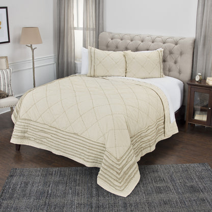 Ivory Geometric King Quilt
