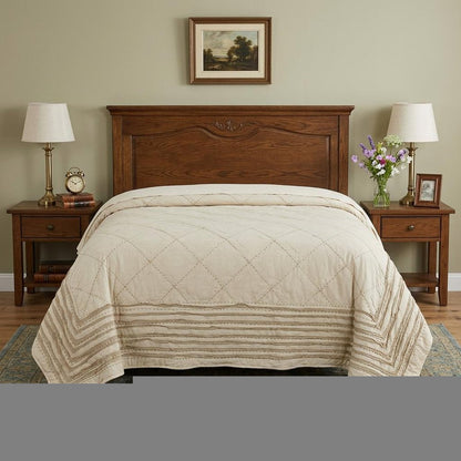 Ivory Geometric Queen Quilt