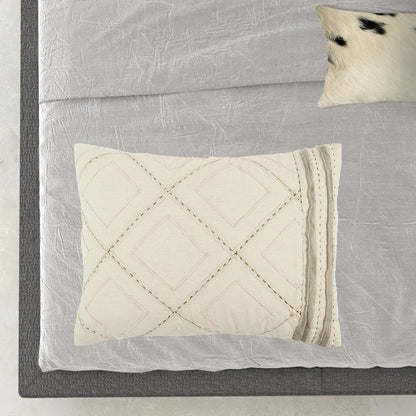 Ivory Geometric Queen Quilt