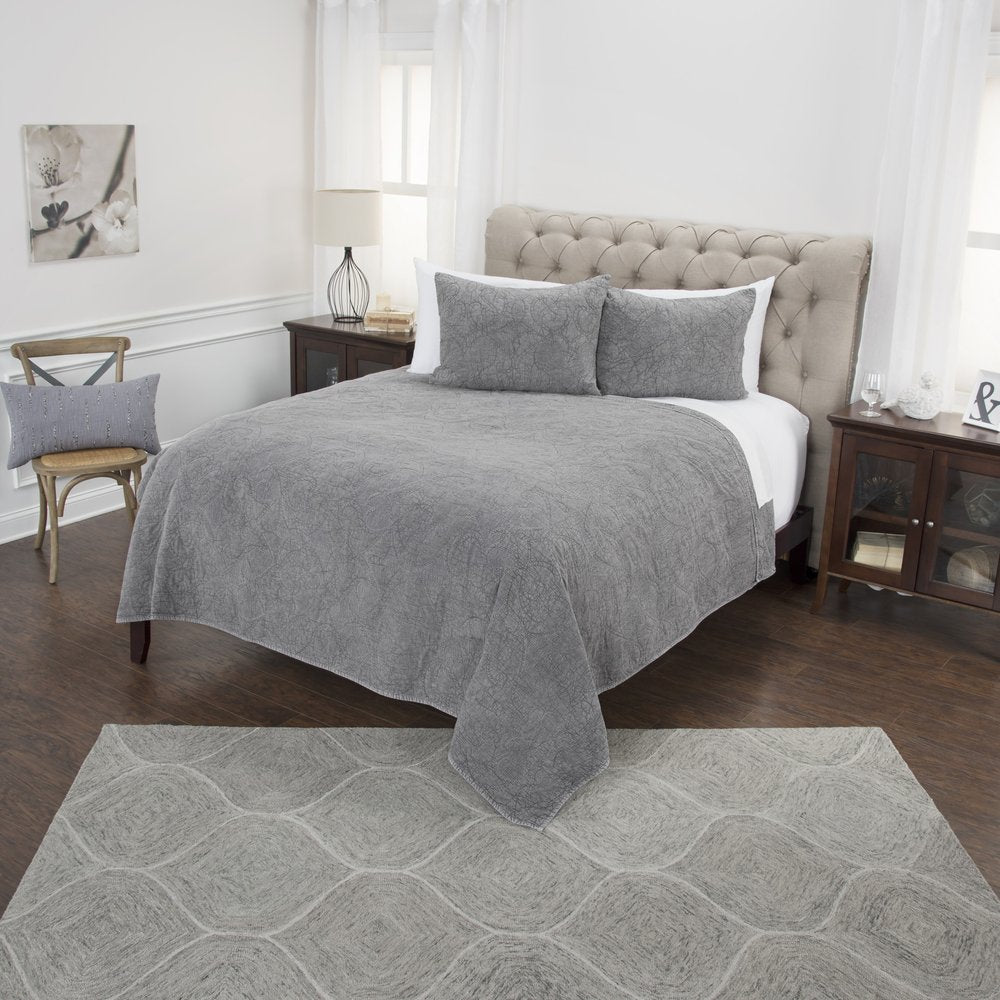 Gray Damask King Quilt
