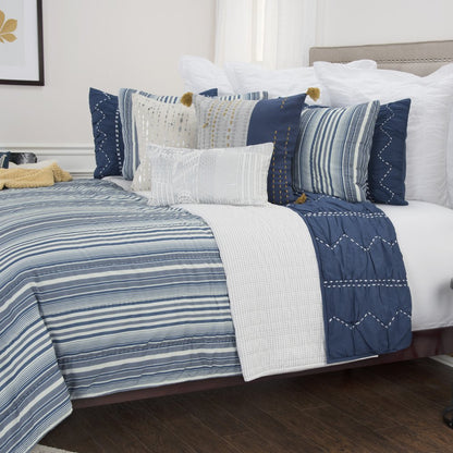 Blue And White Striped King Quilt