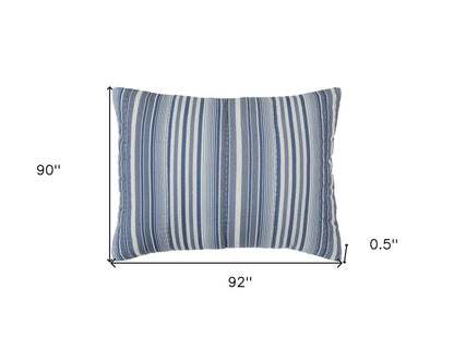 Blue And White Striped Queen Quilt