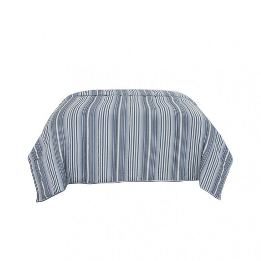 Blue And White Striped Queen Quilt