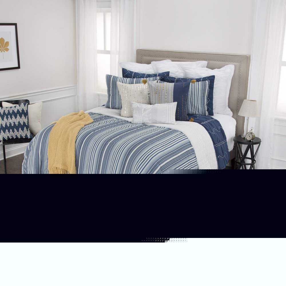 Blue And White Striped Queen Quilt