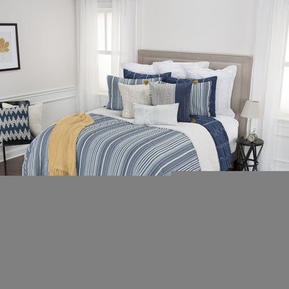 Blue And White Striped Queen Quilt