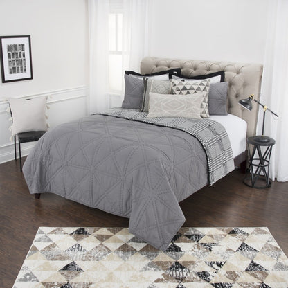 Gray Geometric King Quilt
