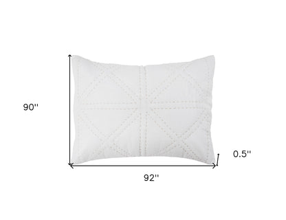 White Geometric Queen Quilt