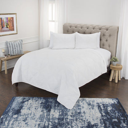 White Geometric Queen Quilt