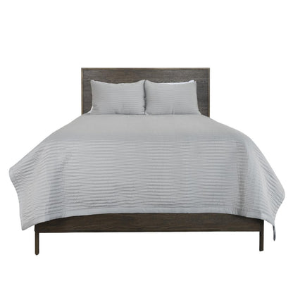 Set of Three Gray Geometric King Quilt