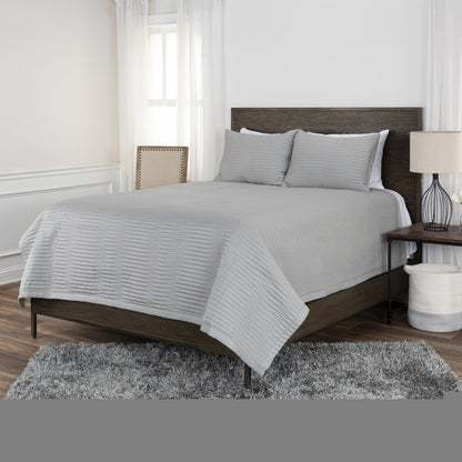 Set of Three Gray Geometric King Quilt