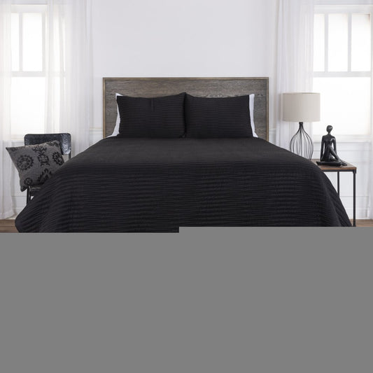 Black Geometric King Quilt