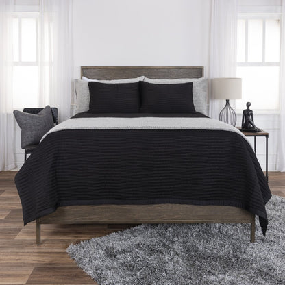 Black Geometric King Quilt