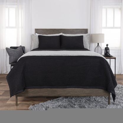 Black Geometric King Quilt