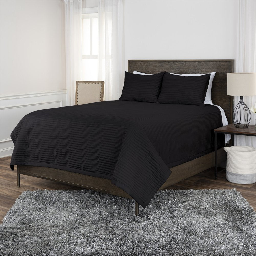 Black Geometric Queen Quilt
