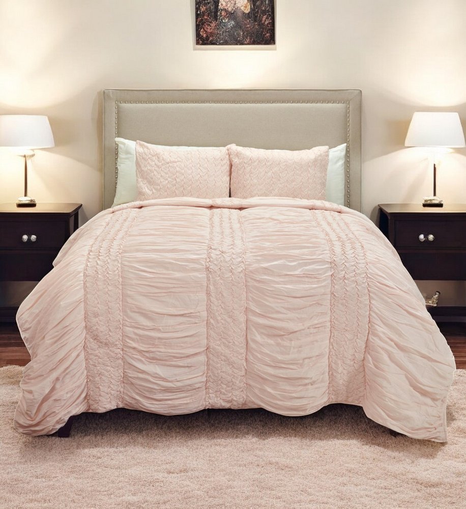 Pink Geometric Queen Quilt