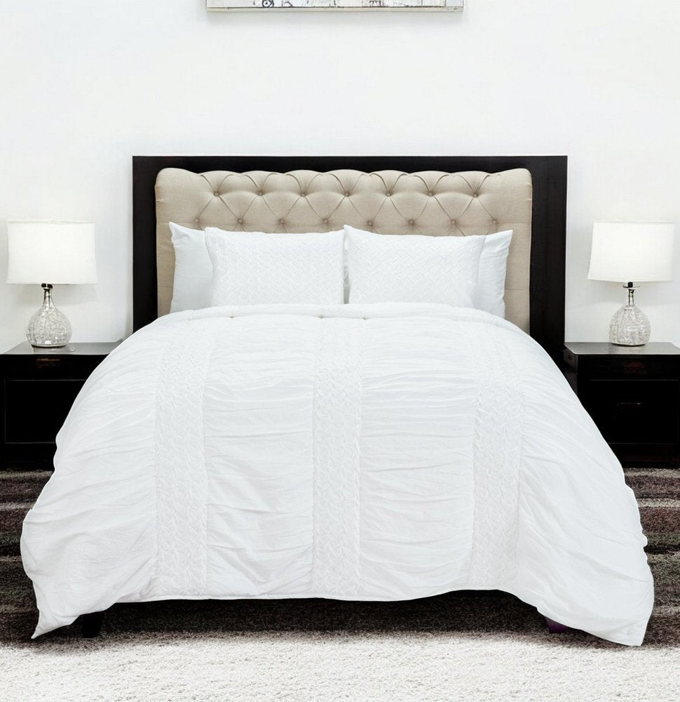 White Geometric Queen Quilt