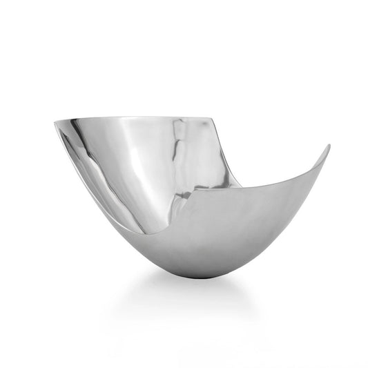 12" Silver Aluminum Abstract Fruit Bowl