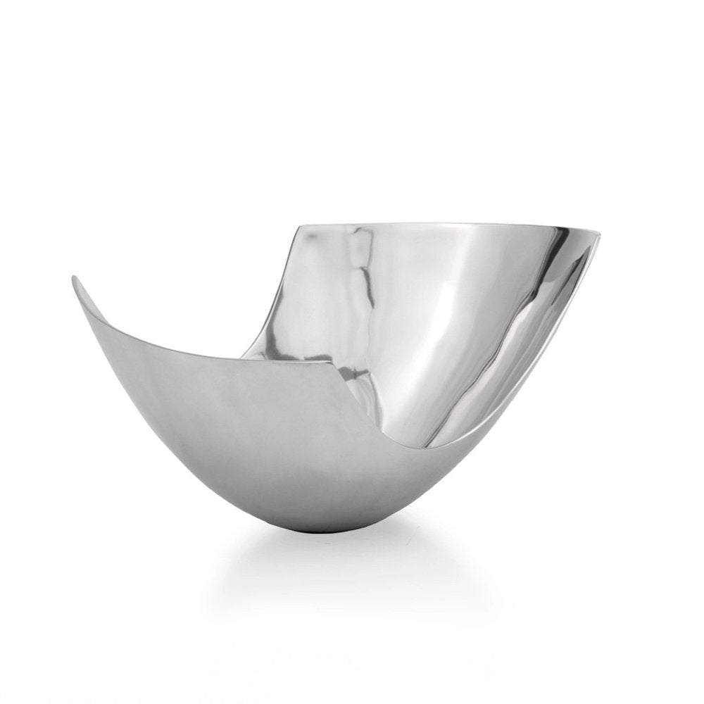 12" Silver Aluminum Abstract Fruit Bowl
