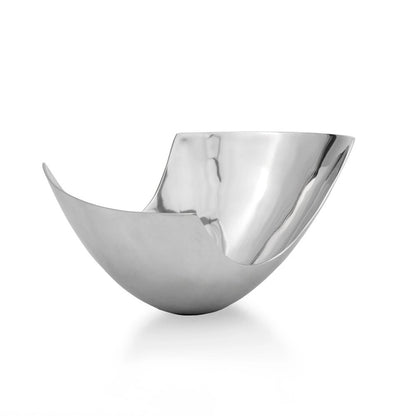 12" Silver Aluminum Abstract Fruit Bowl