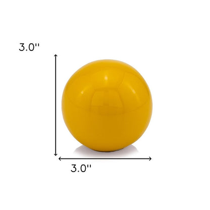 3" Yellow Aluminum Decorative Orb Tabletop Sculpture