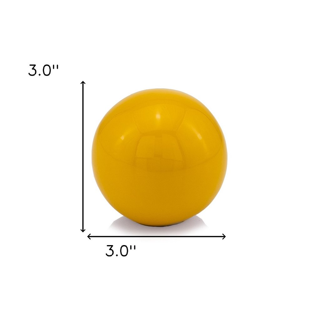 3" Yellow Aluminum Decorative Orb Tabletop Sculpture
