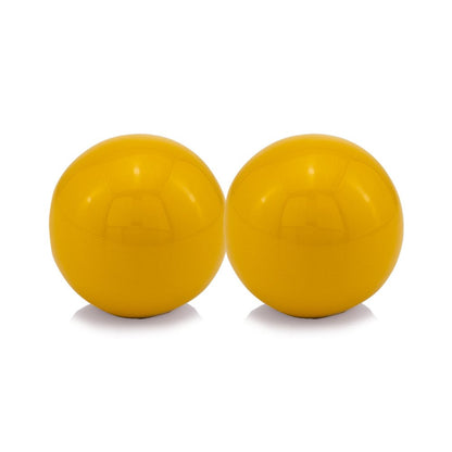 Set of Two Yellow Aluminum Decorative Orbs
