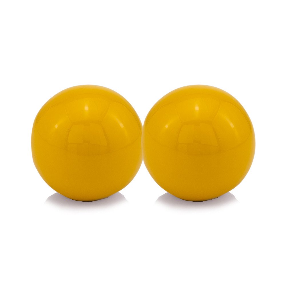 Set of Two Yellow Aluminum Decorative Orbs