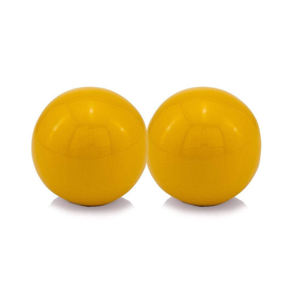 Set of Two Yellow Aluminum Decorative Orbs