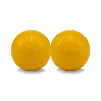 Set of Two Yellow Aluminum Decorative Orbs