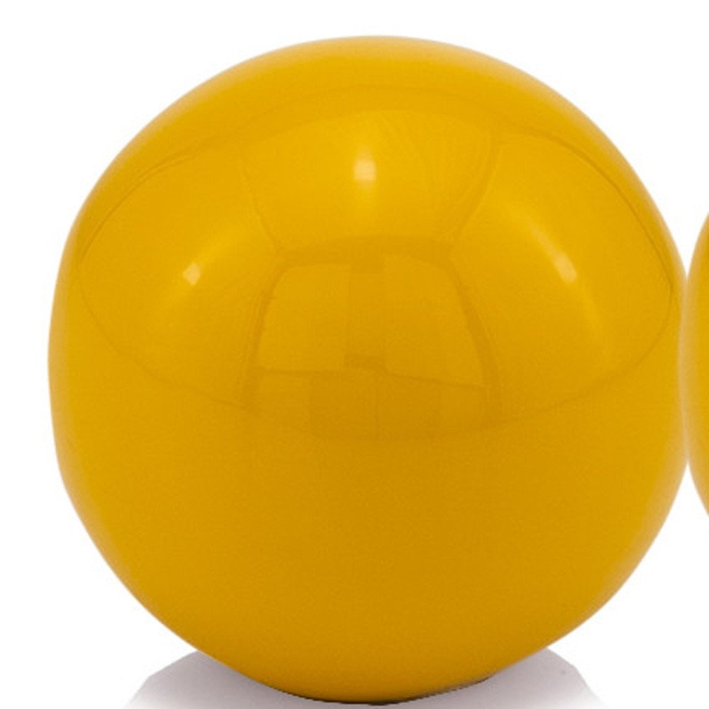 Set of Two Yellow Aluminum Decorative Orbs
