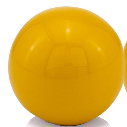 Set of Two Yellow Aluminum Decorative Orbs