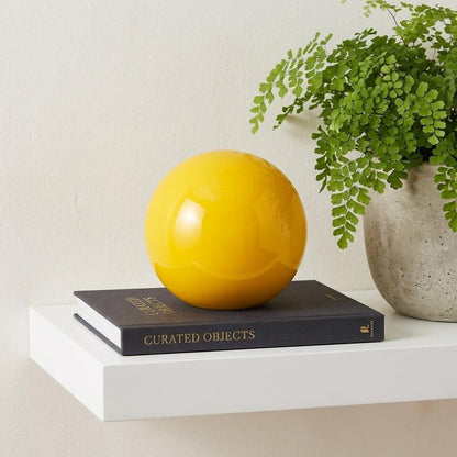 4" Yellow Aluminum Decorative Orb Tabletop Sculpture