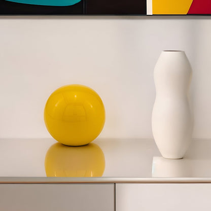 4" Yellow Aluminum Decorative Orb Tabletop Sculpture