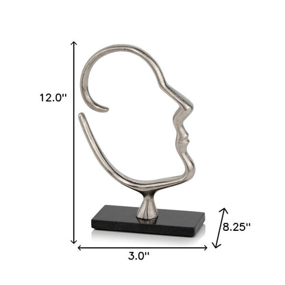 12" Black and Silver Marble and Aluminum Tabletop Sculpture