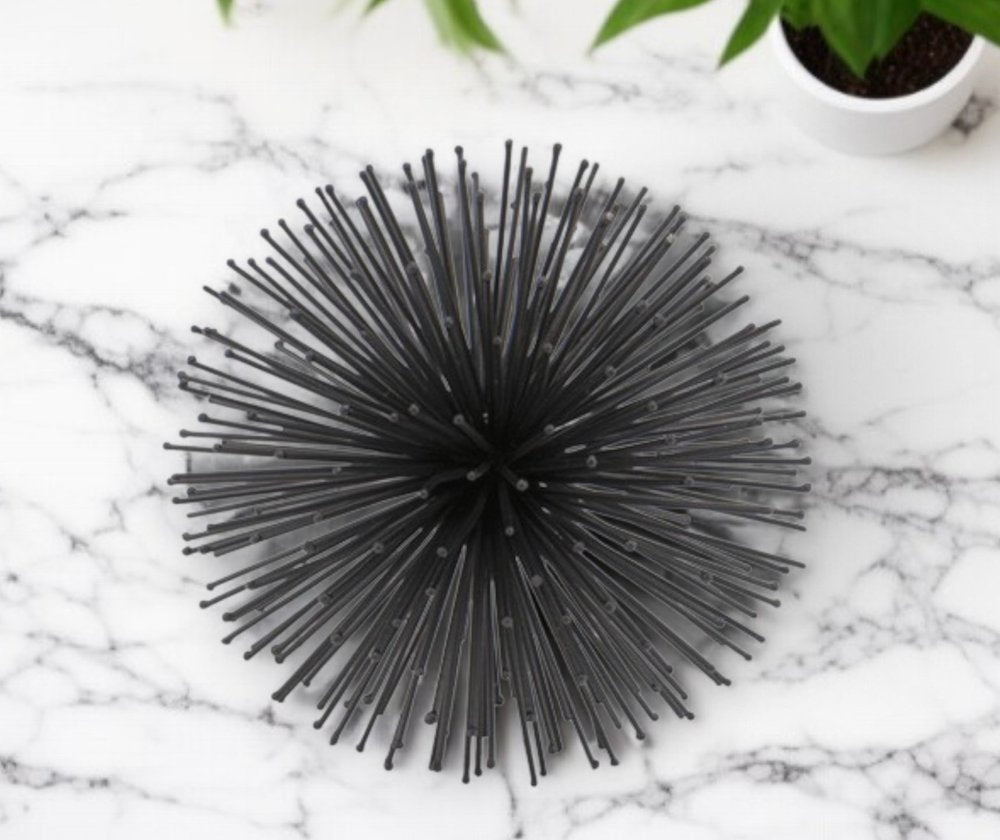 6" Black Iron Decorative Orb Tabletop Sculpture