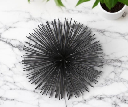 6" Black Iron Decorative Orb Tabletop Sculpture