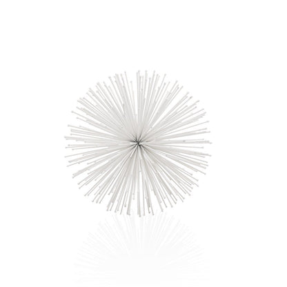 8" White Iron Decorative Orb Tabletop Sculpture