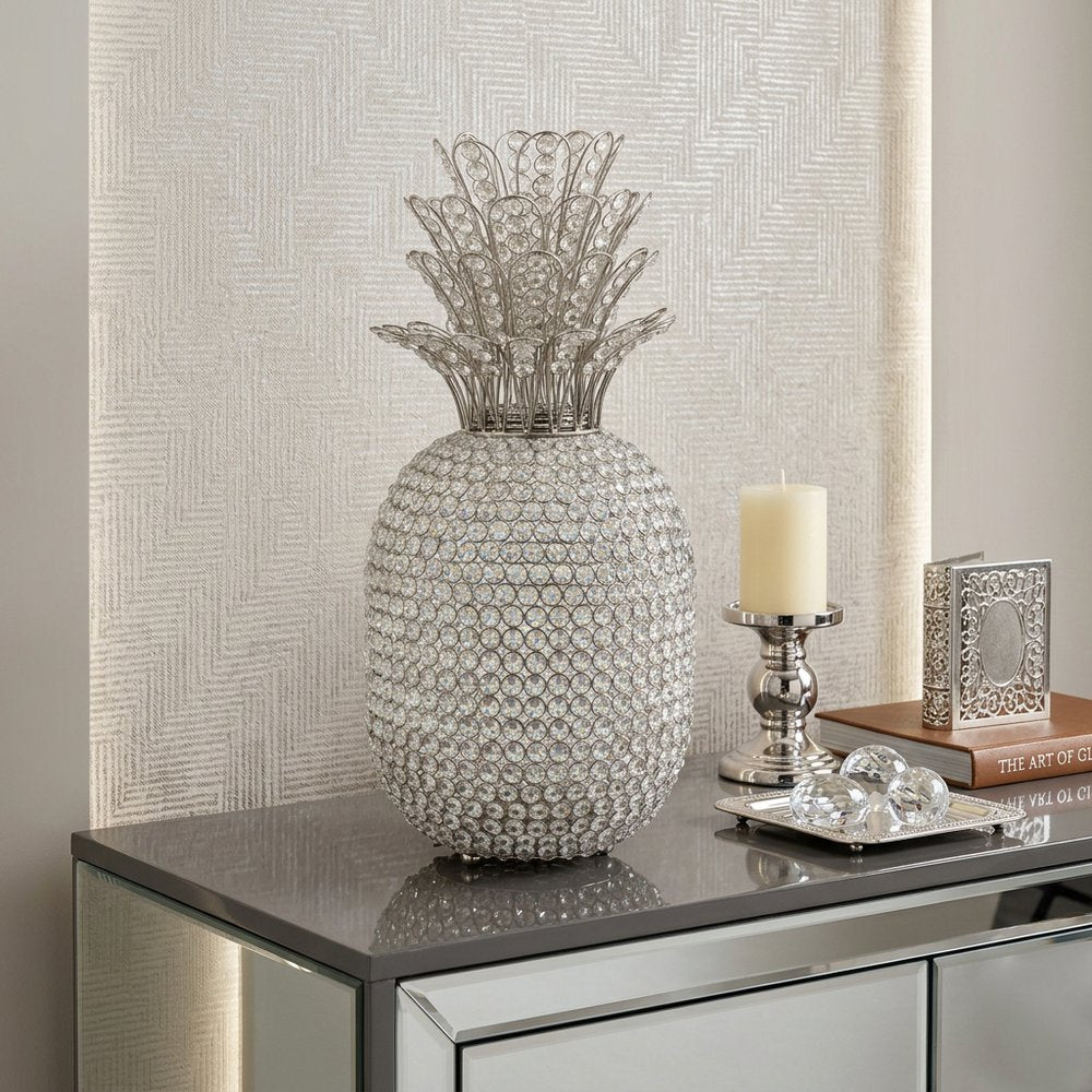 23" Glam Bling Faux Crystal and Silver Pineapple