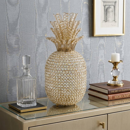 23" Glam Bling Faux Crystal and Gold Pineapple