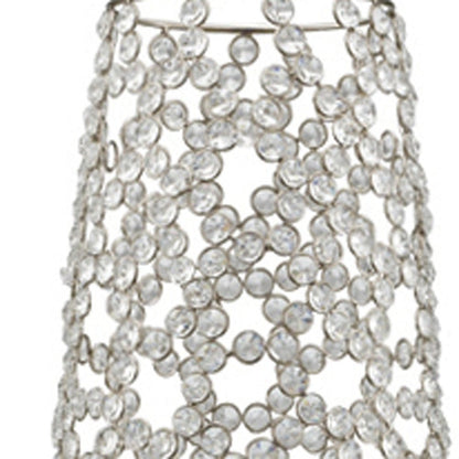 40" Silver Oval Crystal Glass Floor Vase With Faux Crystals